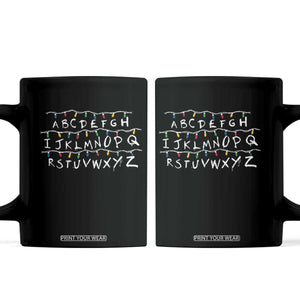 Funny Stranger Christmas Coffee Mug Alphabet Xmas Lights Movie TS11 Black Print Your Wear