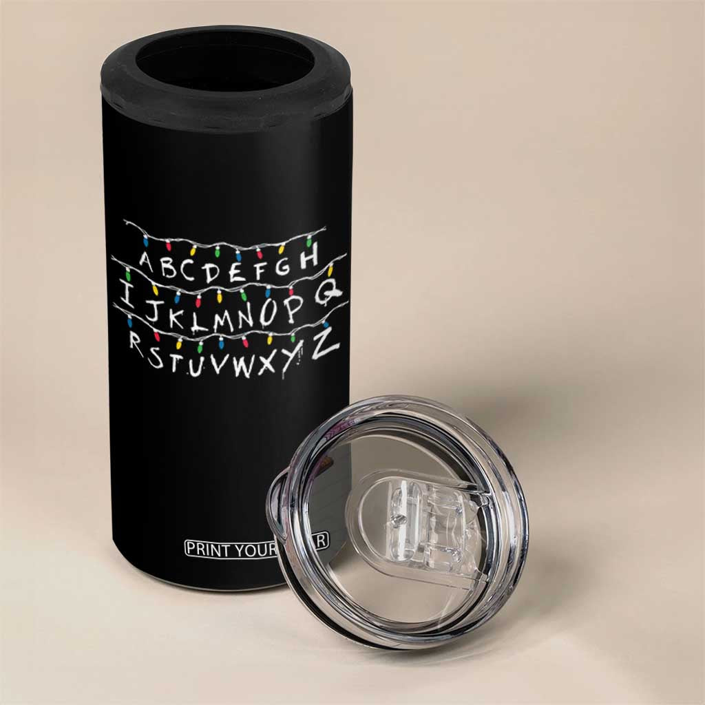 Funny Stranger Christmas 4 in 1 Can Cooler Tumbler Alphabet Xmas Lights Movie TS11 Print Your Wear