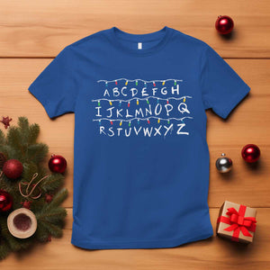 Funny Stranger Christmas T Shirt Alphabet Xmas Lights Movie TS11 Royal Blue Print Your Wear