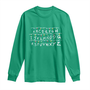 Funny Stranger Christmas Long Sleeve Shirt Alphabet Xmas Lights Movie TS11 Irish Green Print Your Wear