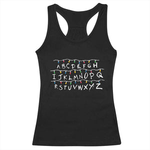 Funny Stranger Christmas Racerback Tank Top Alphabet Xmas Lights Movie TS11 Black Print Your Wear