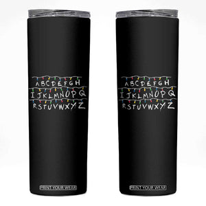 Funny Stranger Christmas Skinny Tumbler Alphabet Xmas Lights Movie TS11 Black Print Your Wear