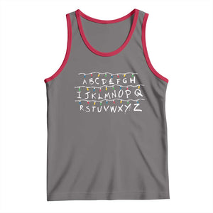 Funny Stranger Christmas Tank Top Alphabet Xmas Lights Movie TS11 Deep Heather Red Print Your Wear