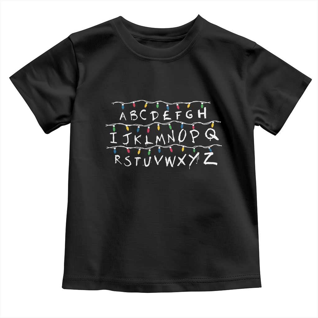 Funny Stranger Christmas Toddler T Shirt Alphabet Xmas Lights Movie TS11 Black Print Your Wear