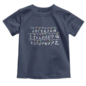 Funny Stranger Christmas Toddler T Shirt Alphabet Xmas Lights Movie TS11 Navy Print Your Wear