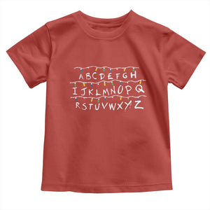 Funny Stranger Christmas Toddler T Shirt Alphabet Xmas Lights Movie TS11 Red Print Your Wear