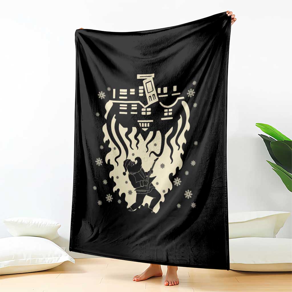 Funny Stranger Christmas Throw Blanket Heavy Metal Santa Upside Down TS11 Print Your Wear