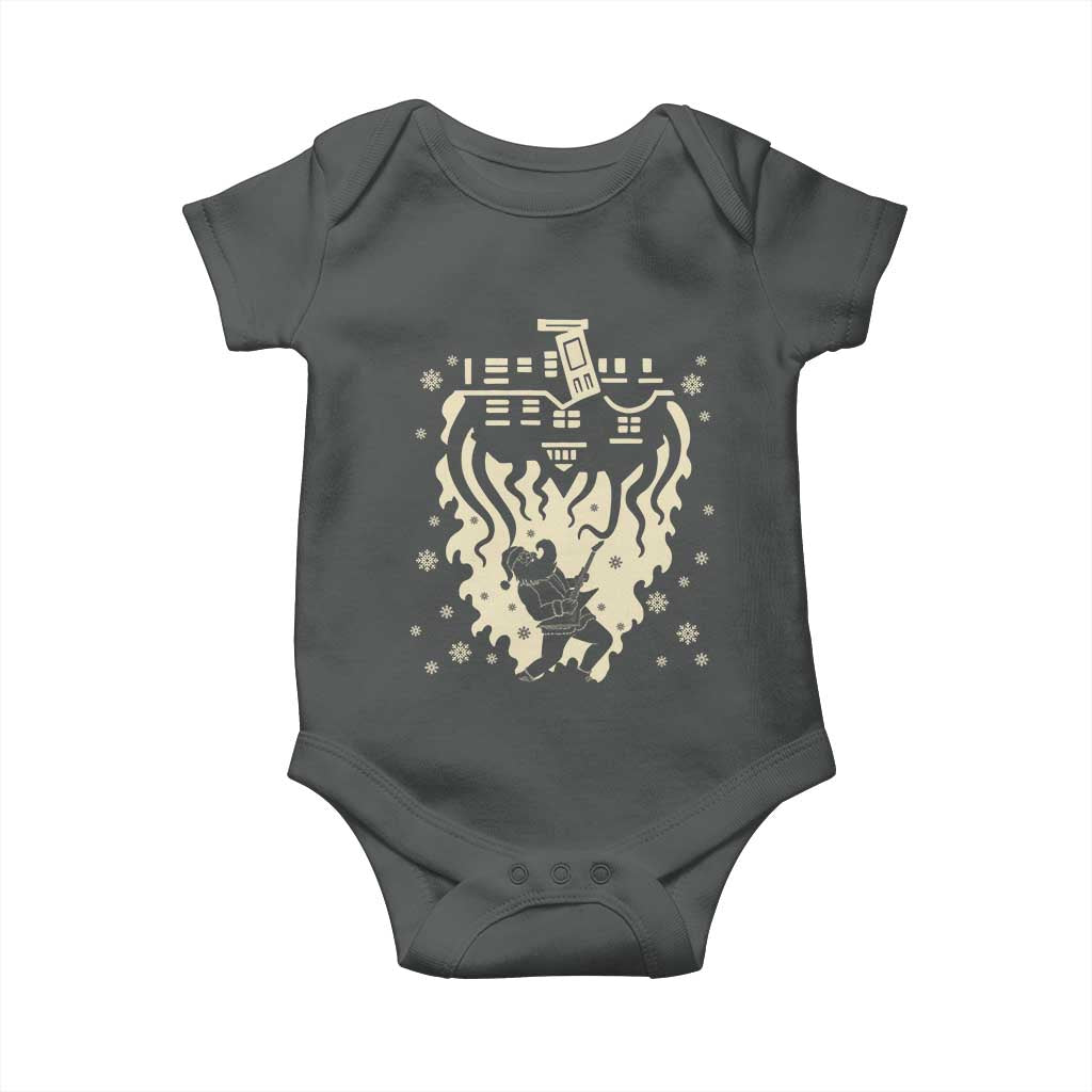 Funny Stranger Christmas Baby Onesie Heavy Metal Santa Upside Down TS11 Dark Heather Print Your Wear