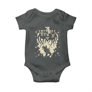 Funny Stranger Christmas Baby Onesie Heavy Metal Santa Upside Down TS11 Dark Heather Print Your Wear