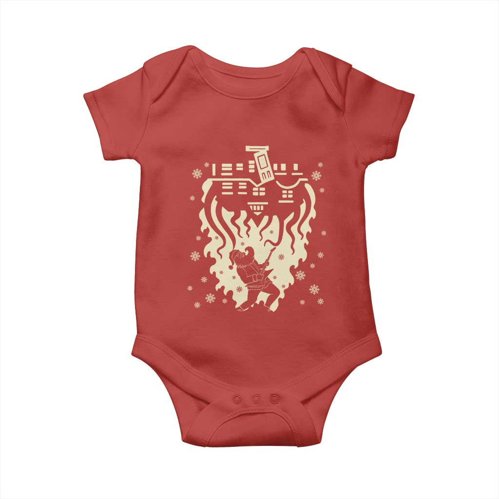 Funny Stranger Christmas Baby Onesie Heavy Metal Santa Upside Down TS11 Red Print Your Wear