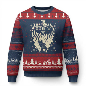 Funny Stranger Xmas Ugly Christmas Sweater Heavy Metal Santa Upside Down TS11 Navy Red Print Your Wear