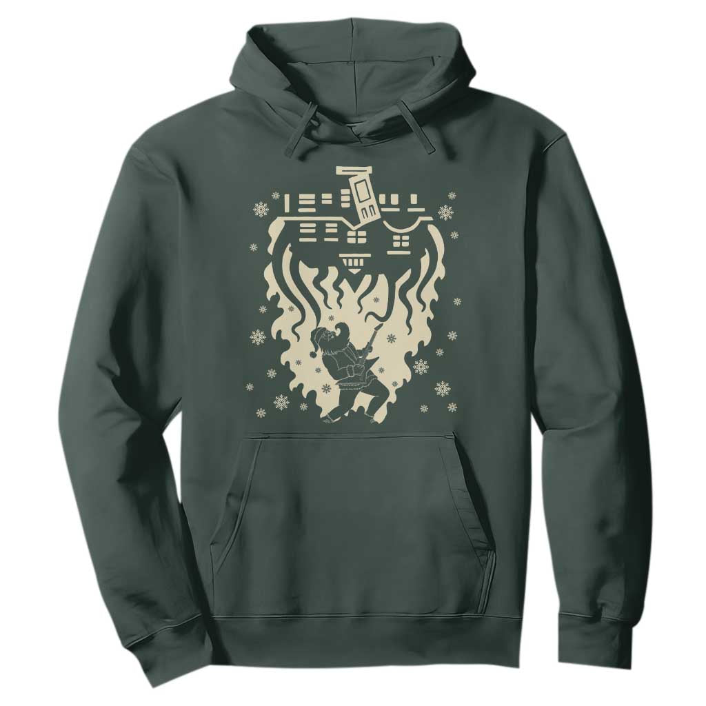 Funny Stranger Christmas Hoodie Heavy Metal Santa Upside Down TS11 Dark Forest Green Print Your Wear