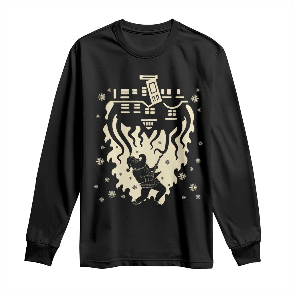 Funny Stranger Christmas Long Sleeve Shirt Heavy Metal Santa Upside Down TS11 Black Print Your Wear