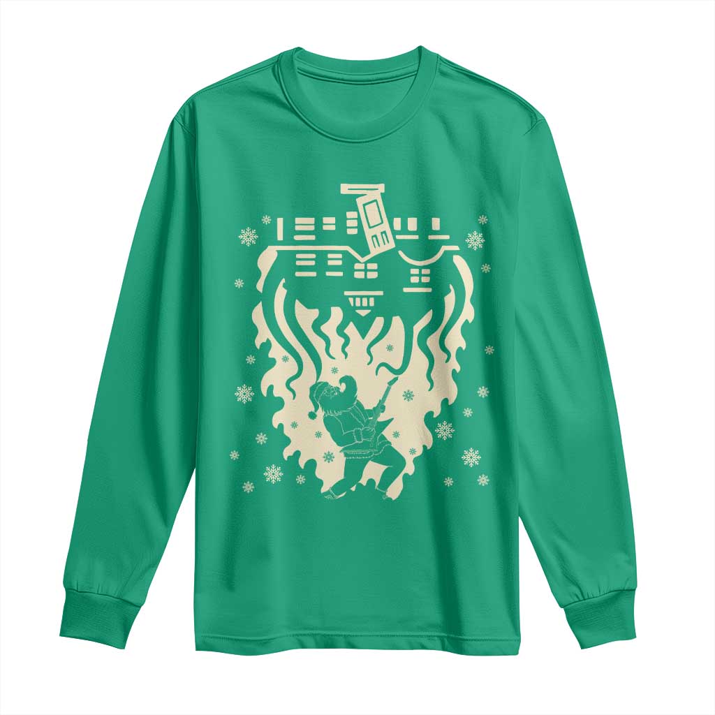 Funny Stranger Christmas Long Sleeve Shirt Heavy Metal Santa Upside Down TS11 Irish Green Print Your Wear