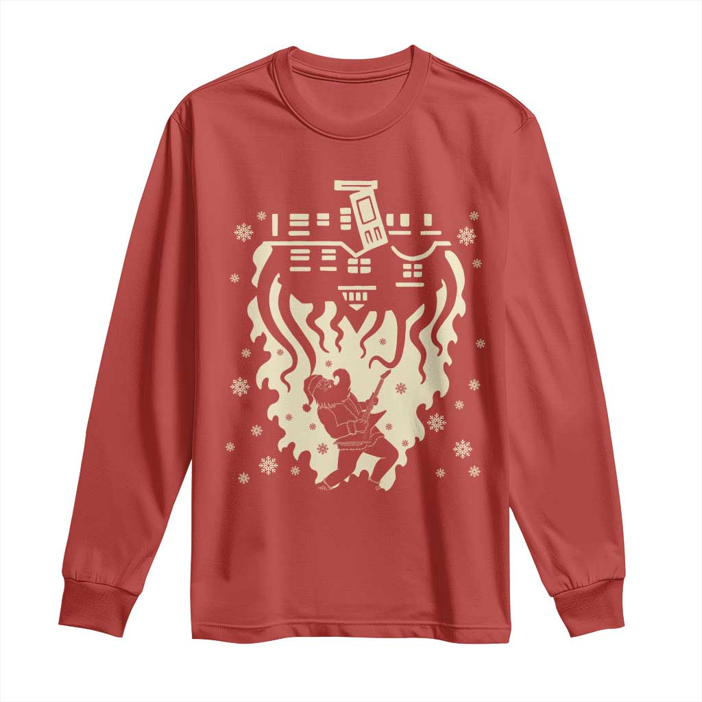 Funny Stranger Christmas Long Sleeve Shirt Heavy Metal Santa Upside Down TS11 Red Print Your Wear