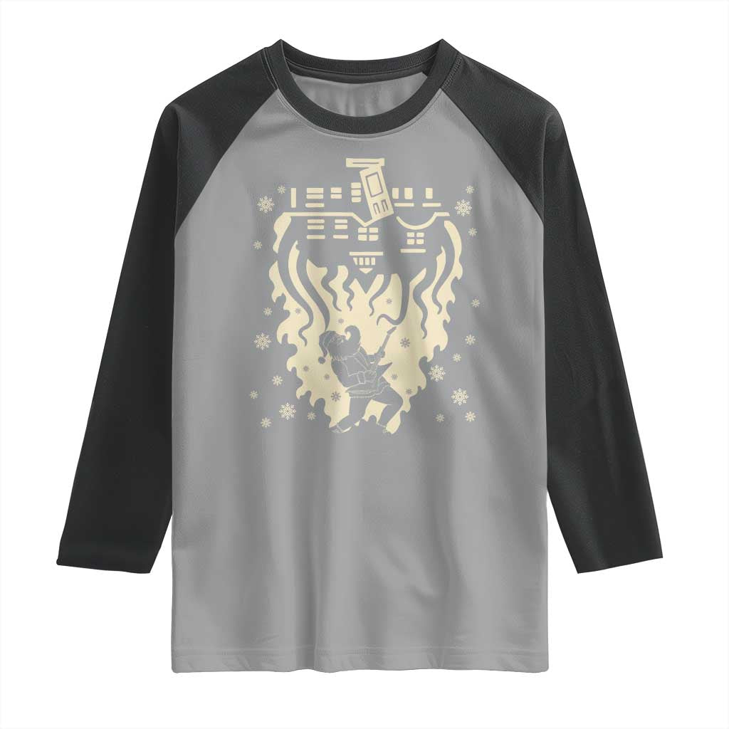 Funny Stranger Christmas Raglan Shirt Heavy Metal Santa Upside Down TS11 Sport Gray Black Print Your Wear