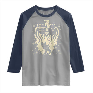 Funny Stranger Christmas Raglan Shirt Heavy Metal Santa Upside Down TS11 Sport Gray Navy Print Your Wear