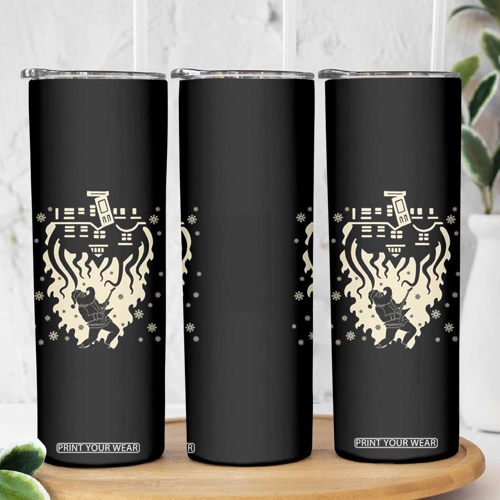 Funny Stranger Christmas Skinny Tumbler Heavy Metal Santa Upside Down TS11 Print Your Wear