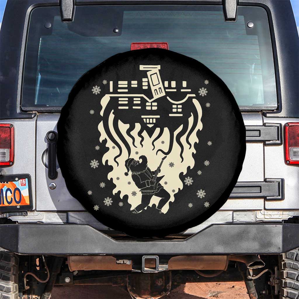 Funny Stranger Christmas Spare Tire Cover Heavy Metal Santa Upside Down TS11 No hole Black Print Your Wear
