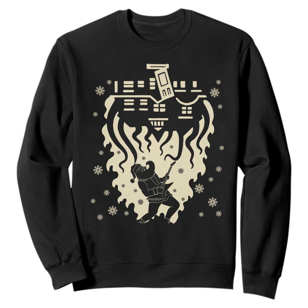 Funny Stranger Christmas Sweatshirt Heavy Metal Santa Upside Down TS11 Black Print Your Wear