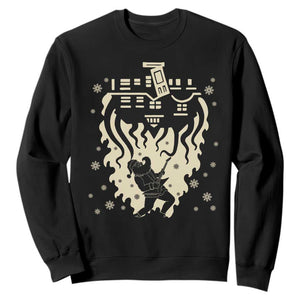 Funny Stranger Christmas Sweatshirt Heavy Metal Santa Upside Down TS11 Black Print Your Wear