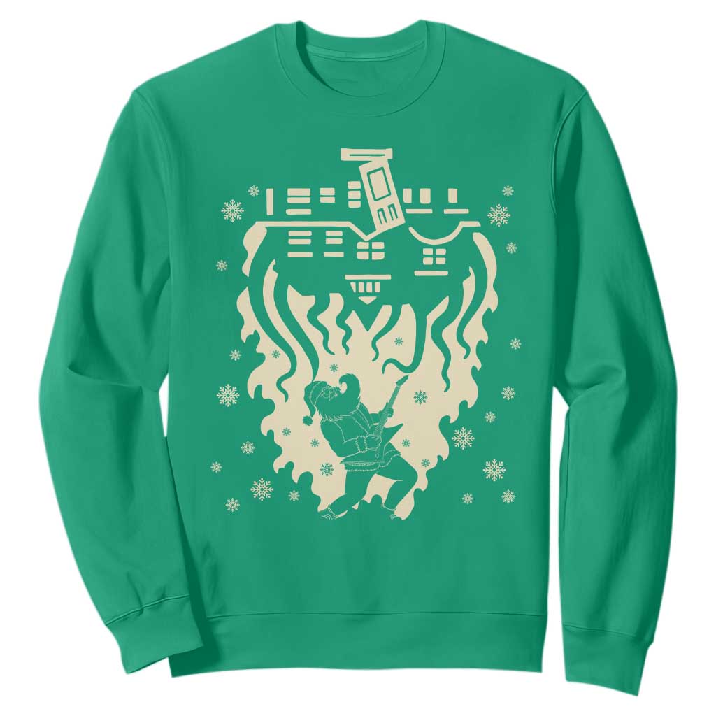 Funny Stranger Christmas Sweatshirt Heavy Metal Santa Upside Down TS11 Irish Green Print Your Wear