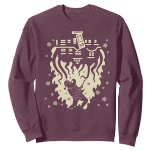 Funny Stranger Christmas Sweatshirt Heavy Metal Santa Upside Down TS11 Maroon Print Your Wear