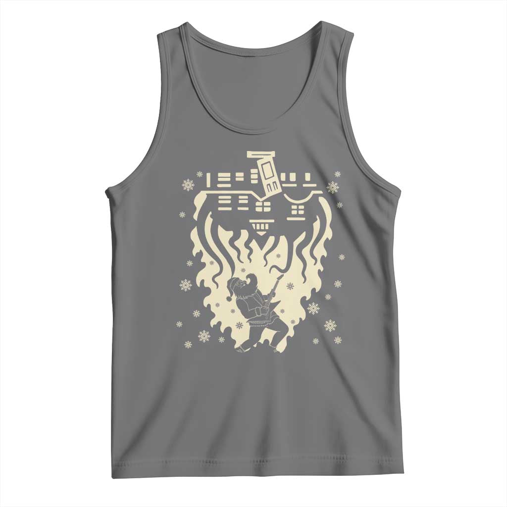 Funny Stranger Christmas Tank Top Heavy Metal Santa Upside Down TS11 Black Heather Print Your Wear