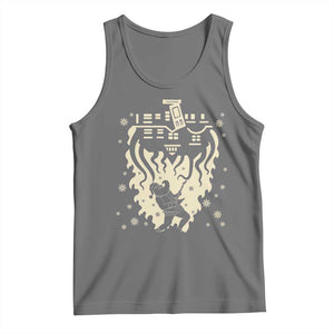 Funny Stranger Christmas Tank Top Heavy Metal Santa Upside Down TS11 Black Heather Print Your Wear