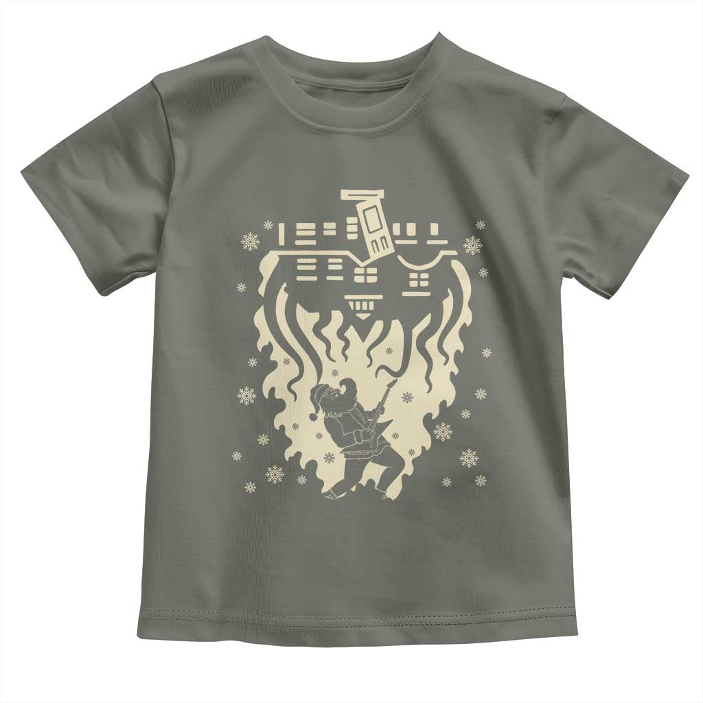 Funny Stranger Christmas Toddler T Shirt Heavy Metal Santa Upside Down TS11 Military Green Print Your Wear