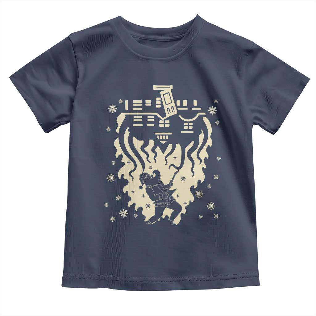 Funny Stranger Christmas Toddler T Shirt Heavy Metal Santa Upside Down TS11 Navy Print Your Wear