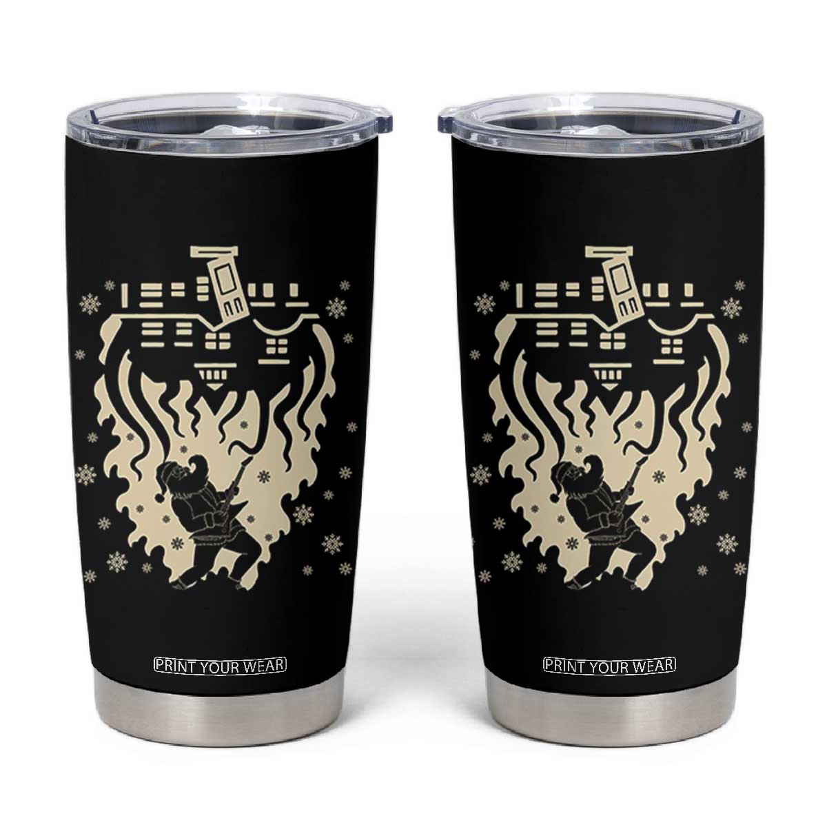 Funny Stranger Christmas Tumbler Cup Heavy Metal Santa Upside Down TS11 Black Print Your Wear