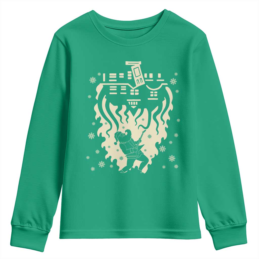 Funny Stranger Christmas Youth Sweatshirt Heavy Metal Santa Upside Down TS11 Irish Green Print Your Wear