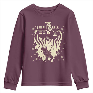 Funny Stranger Christmas Youth Sweatshirt Heavy Metal Santa Upside Down TS11 Maroon Print Your Wear