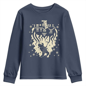 Funny Stranger Christmas Youth Sweatshirt Heavy Metal Santa Upside Down TS11 Navy Print Your Wear