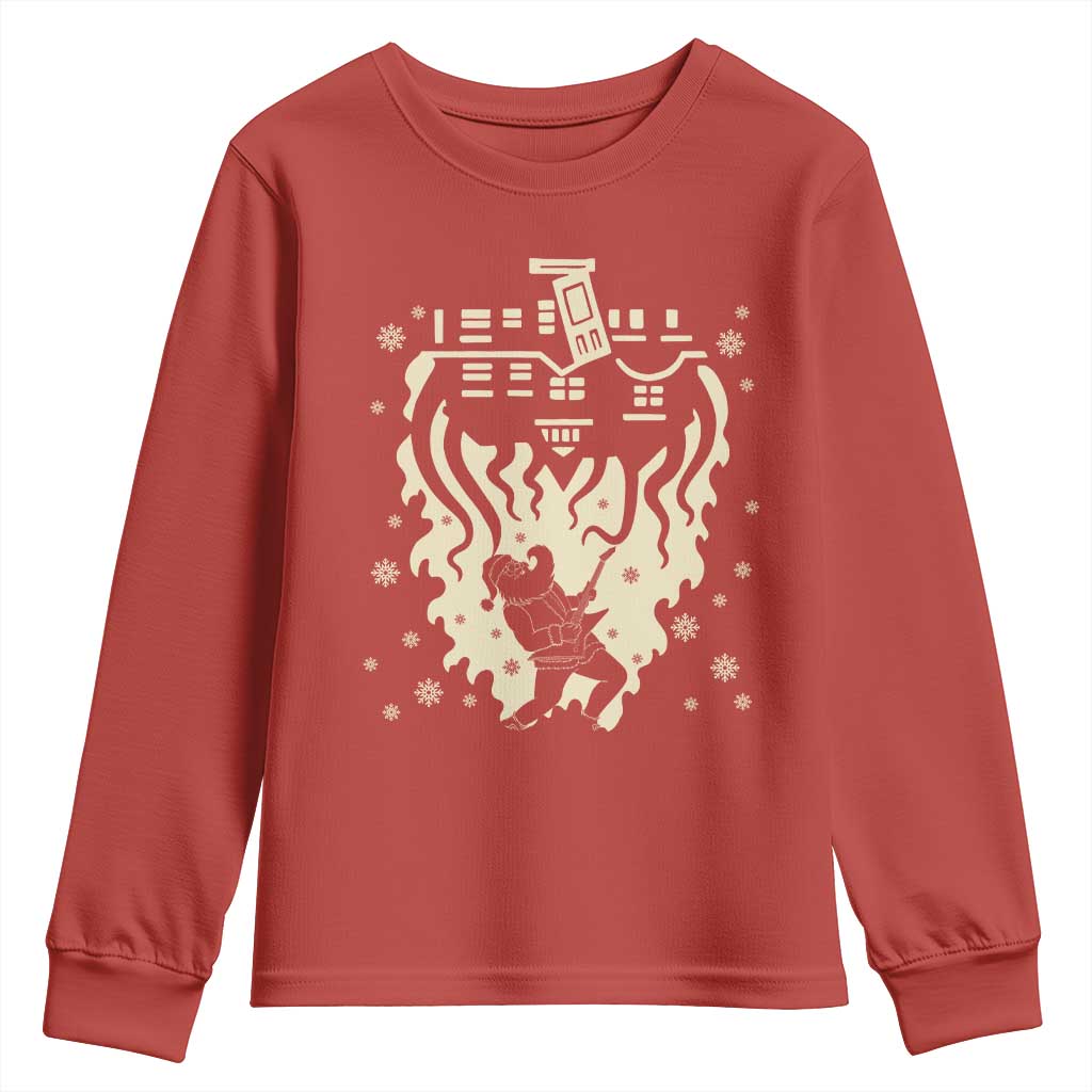 Funny Stranger Christmas Youth Sweatshirt Heavy Metal Santa Upside Down TS11 Red Print Your Wear
