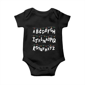Funny Stranger Christmas Baby Onesie Alphabet Xmas Lights TS11 Black Print Your Wear