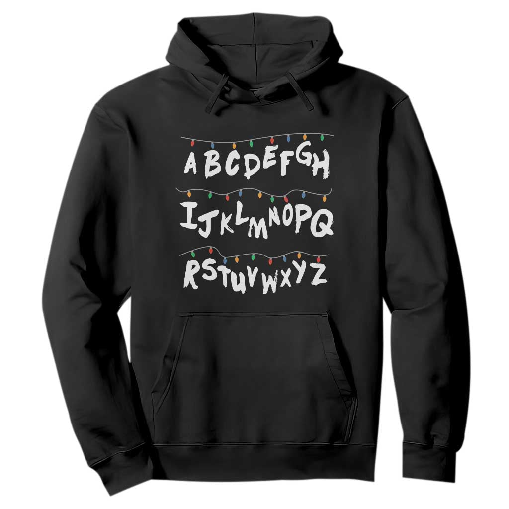 Funny Stranger Christmas Hoodie Alphabet Xmas Lights TS11 Black Print Your Wear