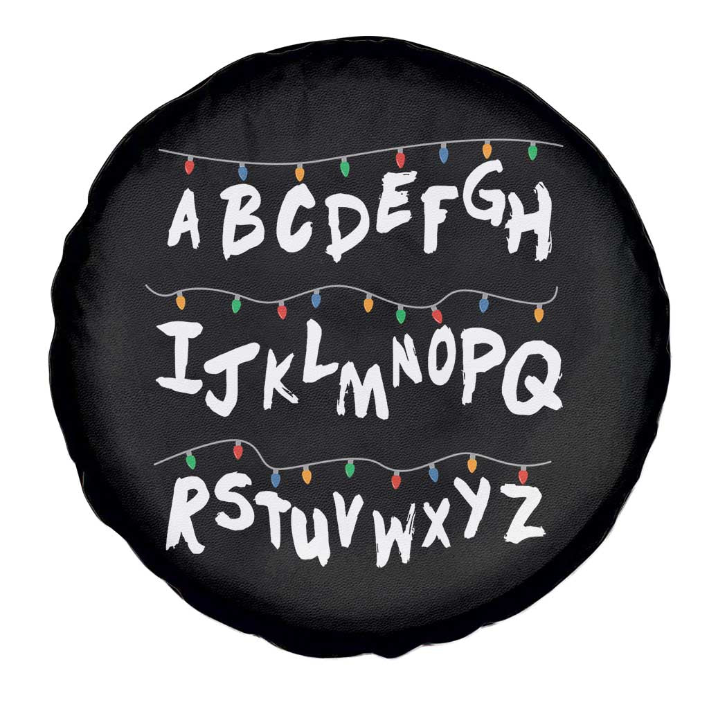 Funny Stranger Christmas Spare Tire Cover Alphabet Xmas Lights TS11 Print Your Wear