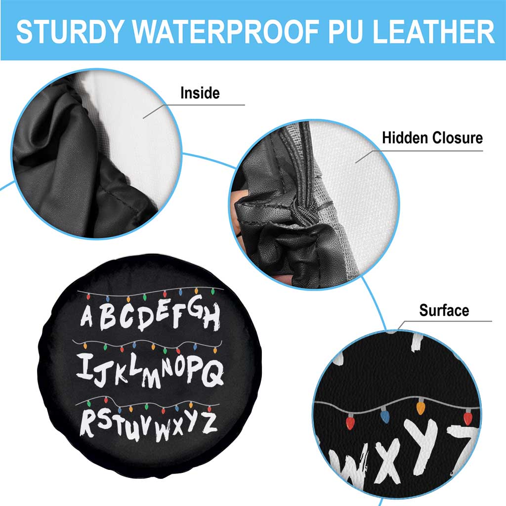 Funny Stranger Christmas Spare Tire Cover Alphabet Xmas Lights TS11 Print Your Wear