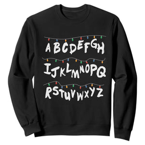 Funny Stranger Christmas Sweatshirt Alphabet Xmas Lights TS11 Black Print Your Wear