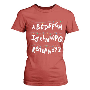 Funny Stranger Christmas T Shirt For Women Alphabet Xmas Lights TS11 Red Print Your Wear