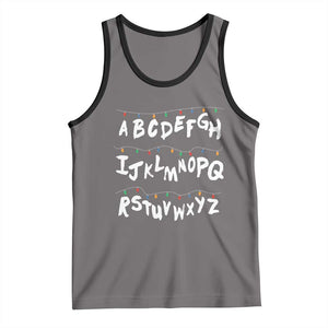 Funny Stranger Christmas Tank Top Alphabet Xmas Lights TS11 Deep Heather Black Print Your Wear