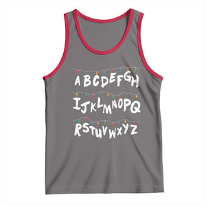 Funny Stranger Christmas Tank Top Alphabet Xmas Lights TS11 Deep Heather Red Print Your Wear