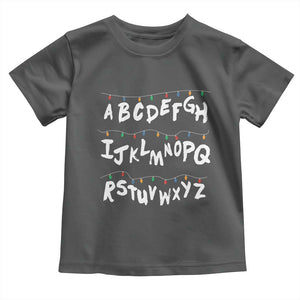 Funny Stranger Christmas Toddler T Shirt Alphabet Xmas Lights TS11 Dark Heather Print Your Wear