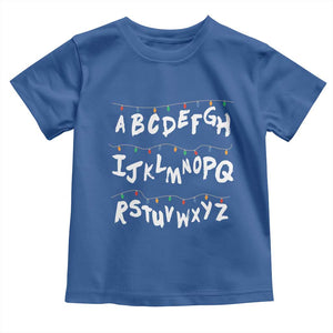 Funny Stranger Christmas Toddler T Shirt Alphabet Xmas Lights TS11 Royal Blue Print Your Wear