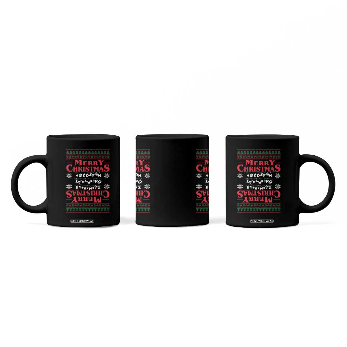 Funny Stranger Xmas Coffee Mug Merry Christmas Alphabet Neon Lights Movie TS11 Print Your Wear