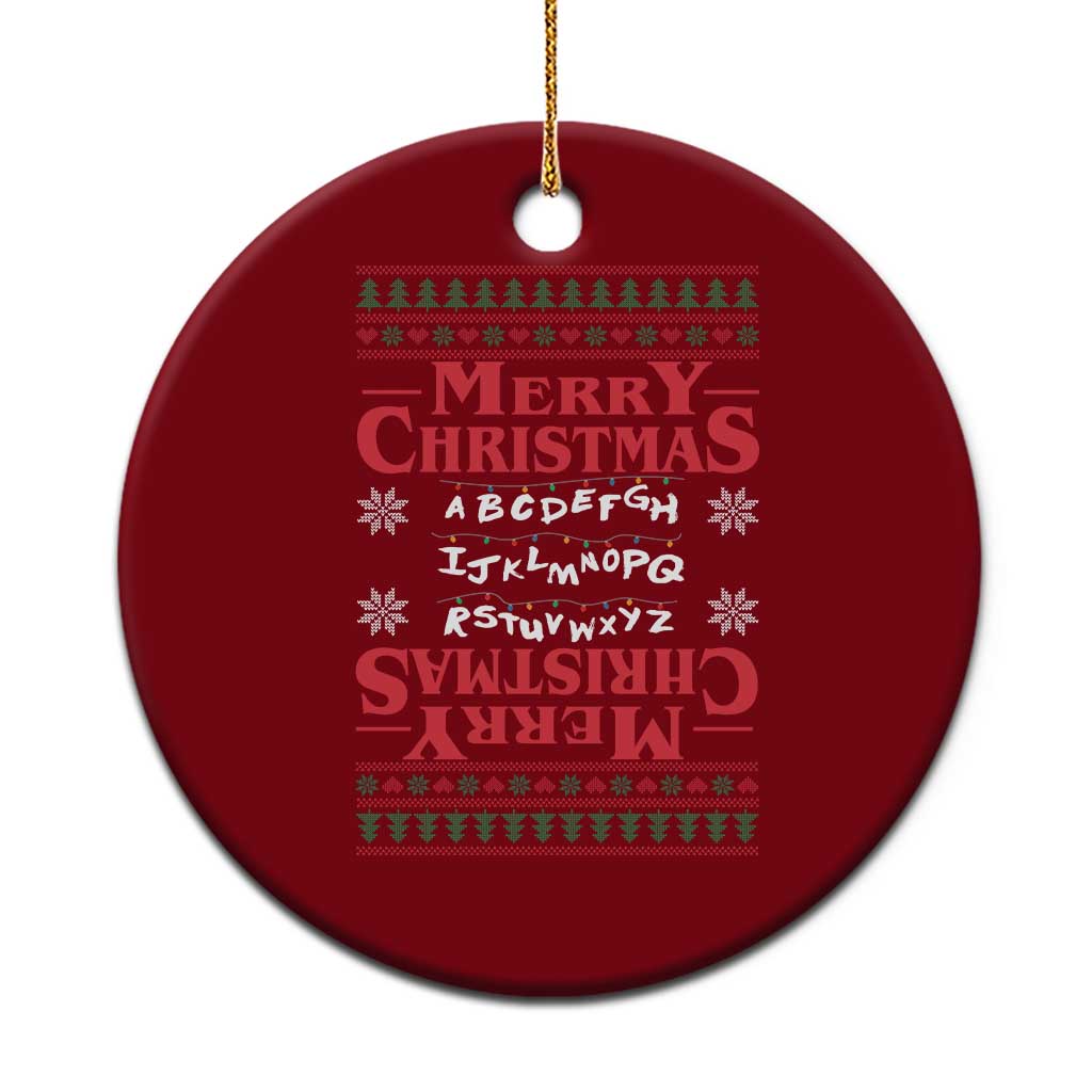 Funny Stranger Xmas Ceramic Ornament Merry Christmas Alphabet Neon Lights Movie TS11 1pc Red Print Your Wear