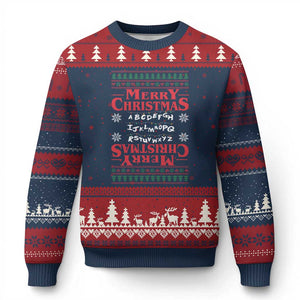 Funny Stranger Xmas Ugly Christmas Sweater Merry Xmas Alphabet Neon Lights Movie TS11 Navy Red Print Your Wear