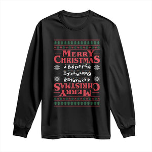 Funny Stranger Xmas Long Sleeve Shirt Merry Christmas Alphabet Neon Lights Movie TS11 Black Print Your Wear